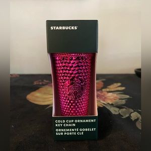 NWT Starbucks Christmas 2022 cold cup keychain/ornament in Sangria